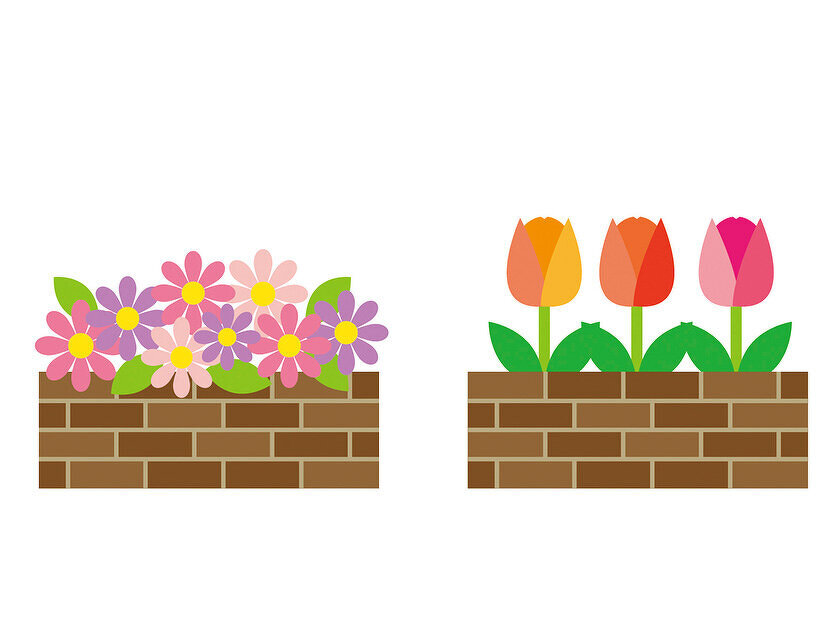 イメージイラスト：花壇に咲いた花