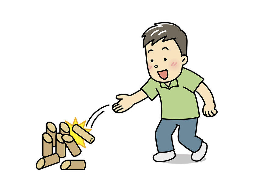 イラスト：モルックをしている男性